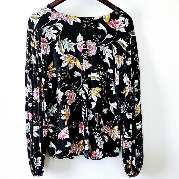 Simply Styled by Sears Size L Black Multi-Colored Long-Sleeved Leaf Floral Desig - Picture 9 of 16